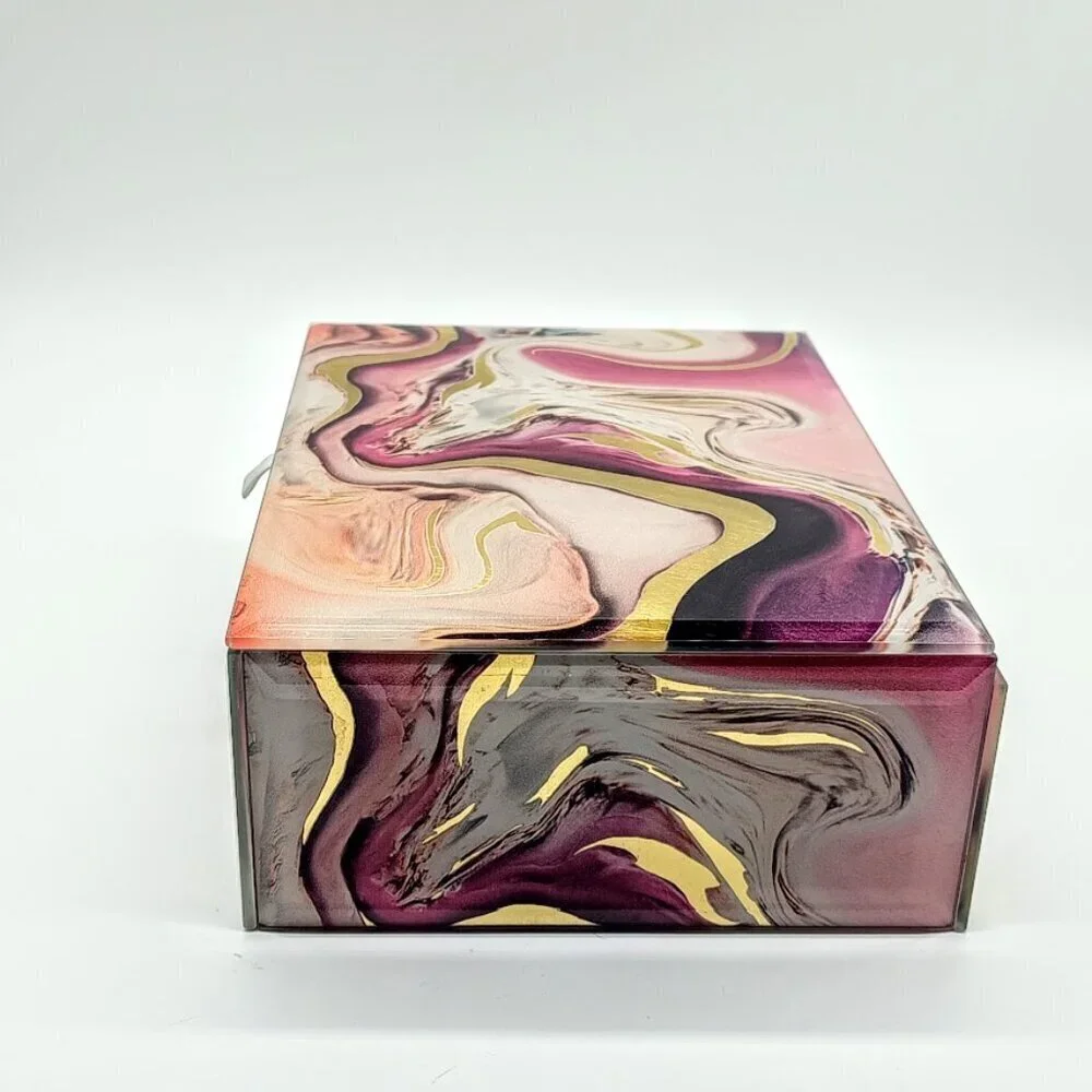 Tahari Home Marble Metallic Beveled Jewelry Box
